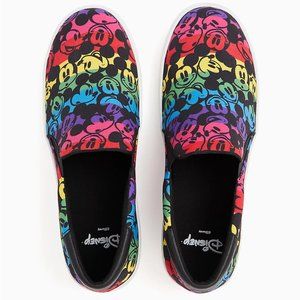 Torrid Disney Mickey Mouse Rainbow Black Canvas Slip-On Sneaker Size 9.5 Wide